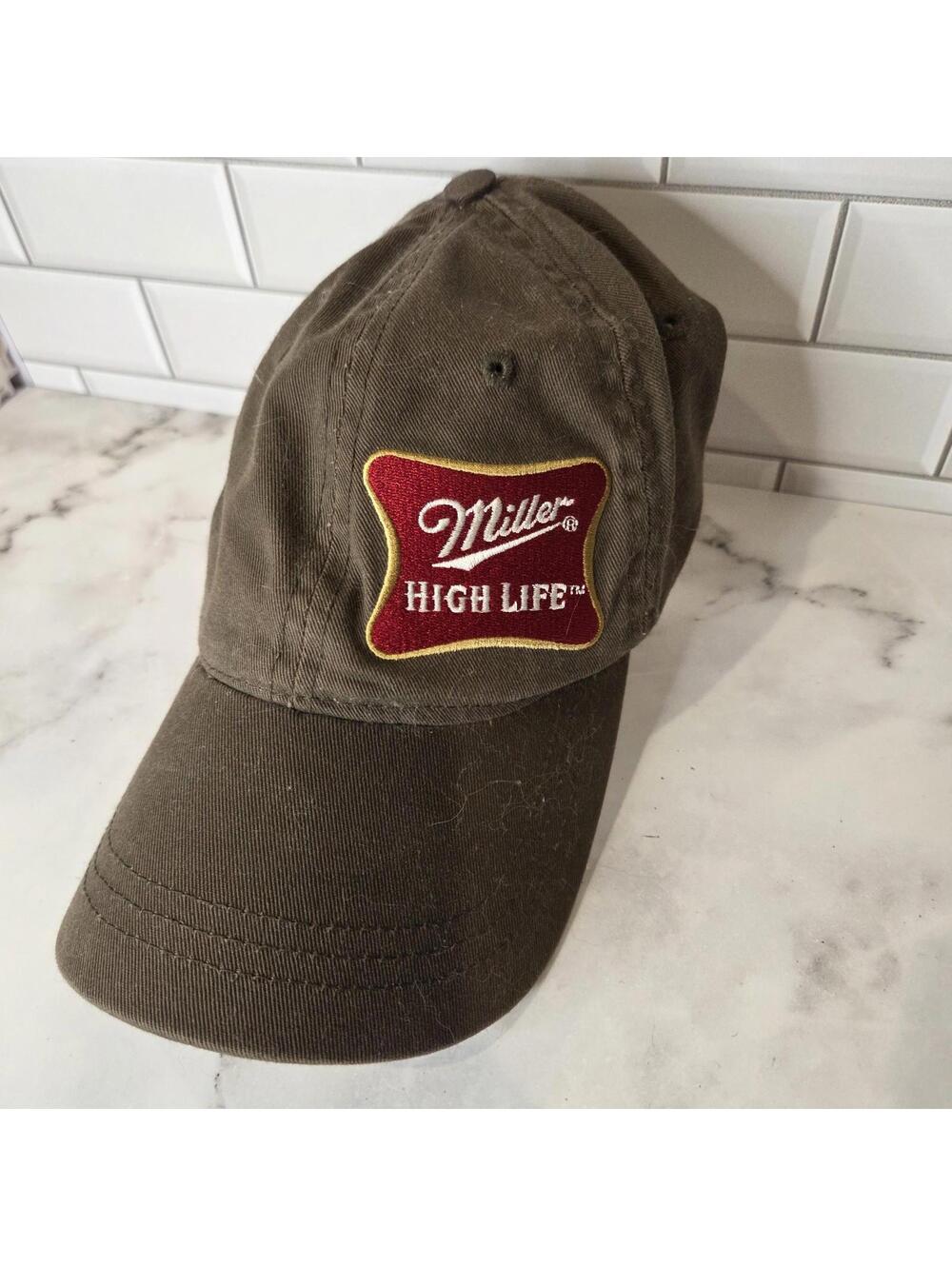 Miller High Life Beer Logo Baseball Hat Cap Adjustable Adult Size Brown 2006